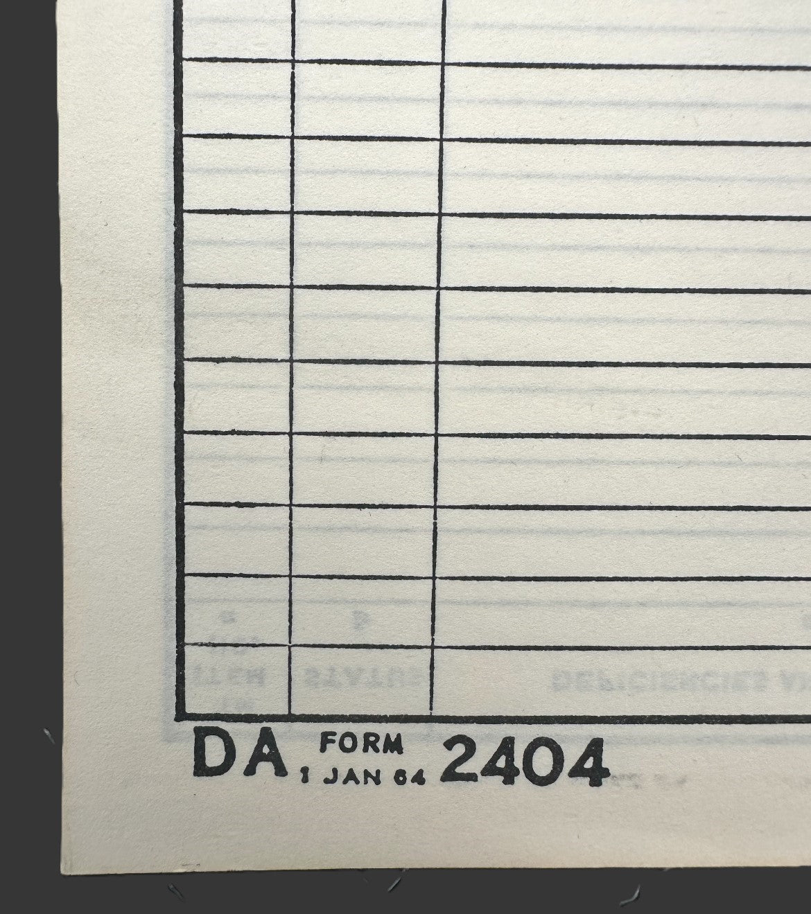 US DA 2404 Pad of blanks