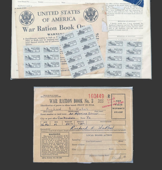 WW2 US Ration Cards lot
